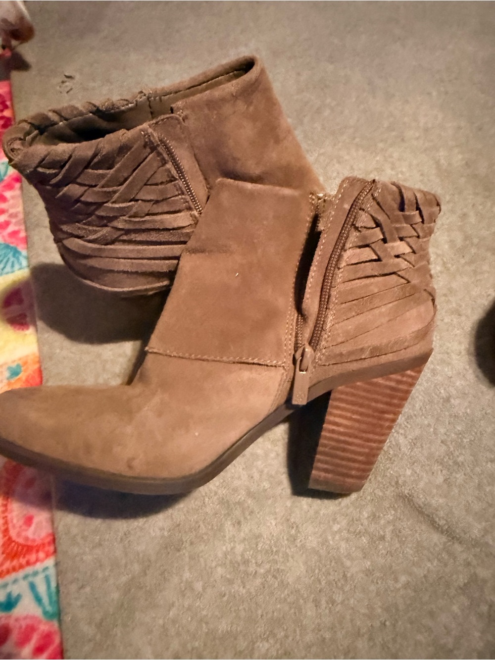 Jessica Simpson Suede Ankle Boots in Brown with Braided Detail ( very comfy )